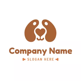 Doggy Logo Brown Dog Ear and Face logo design