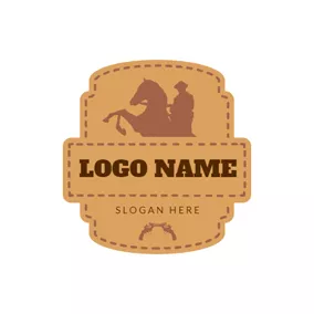 Man Logo Brown Equestrian Leather Badge logo design