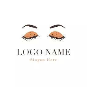 目のロゴ Brown Eyeshadow and Black Eyelash logo design
