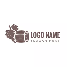 ウイスキーロゴ Brown Grape and Wooden Barrel logo design
