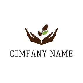 Logotipo De Medio Ambiente Y Ecología Brown Hand and Sapling logo design