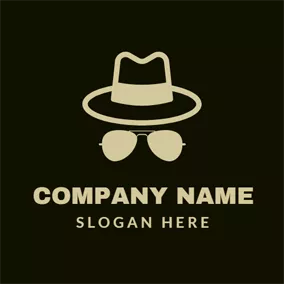 Hat Logo Brown Hat and Glasses logo design