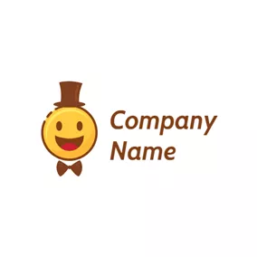 領結logo Brown Hat and Smile Face logo design