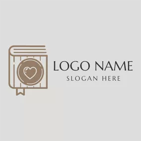 Poetry Logo Brown Heart and Book logo design