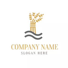 Agricultural Logo Brown Heart and Creative Paddy logo design