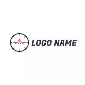 Airliner Logo Brown Horologium and Orange Aeroplane logo design