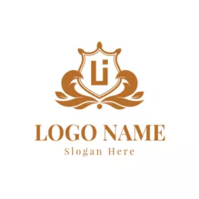 Decoration Logo Brown Letter L and I Monogram Badge logo design