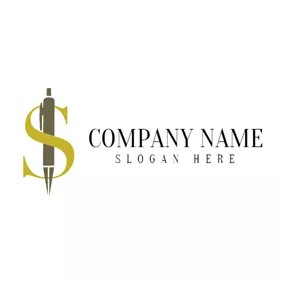 Logo Finances & Assurances Brown Letter S and Black Pen logo design
