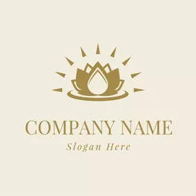 蓮ロゴ Brown Light and Blooming Lotus logo design