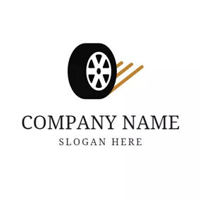 輪胎 Logo Brown Line and Black Tire logo design
