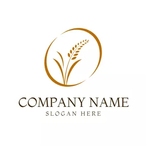 米饭logo Brown Oval and Outlined Paddy logo design