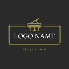 Rectangle Logo Brown Piano and Jazz logo design