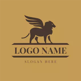 Strom Logo Brown Powerful Winged Leo Lion logo design