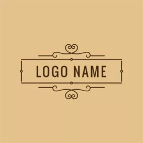 Antique Logo Brown Rectangle and Decoration logo design