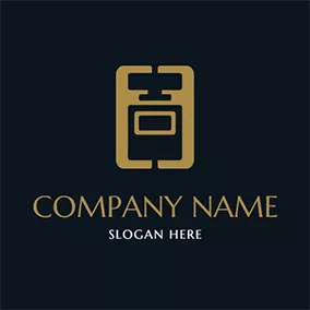 香水ロゴ Brown Rectangle and Perfume Bottle logo design