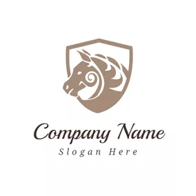 馬のロゴ Brown Shield and Horse logo design