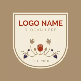 Aromatic Logo Brown Shield and Red Rose logo design