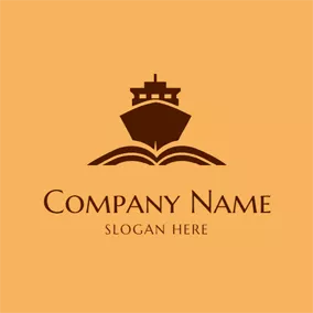 海　ロゴ Brown Ship and Ocean logo design