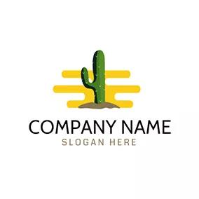 Flat Logo Brown Soil and Green Cactus logo design