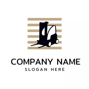 Logótipo De Armazenagem Brown Square and Black Forklift logo design