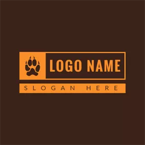Yellow Logo Brown Square and Maroon Paw logo design