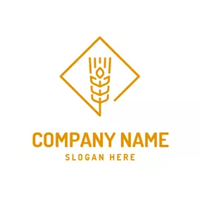 Grain Logo Brown Square and Rice Ears logo design