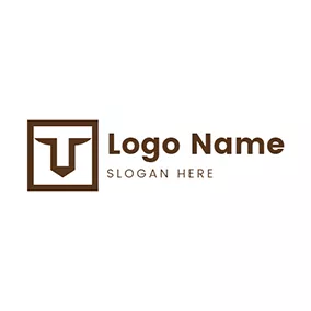 Logótipo Leão Brown Square Lion Face logo design