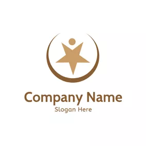 領導 Logo Brown Star and Success logo design