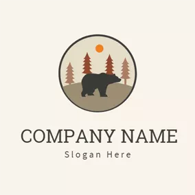 Outdoor Logo Brown Tree and Black Bear logo design