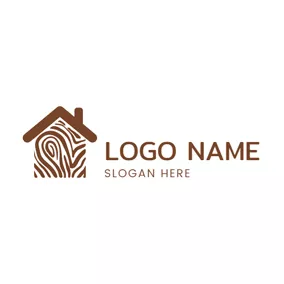家具ロゴ Brown Tree and House logo design