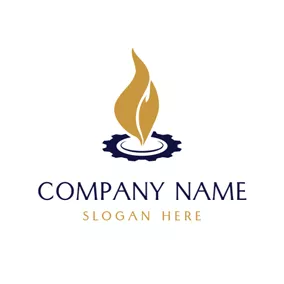 Cog Logo Brown Vigorous Flames logo design