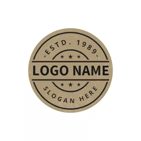 スタンプロゴ Brown Vintage Circle Stamp Postmark logo design