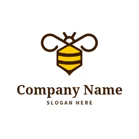 Bee Logo Brown Wing and Flat Bee logo design