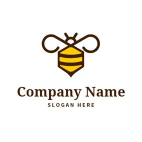 Flat Logo Brown Wing and Flat Bee logo design