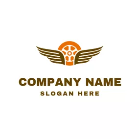 軸のロゴ Brown Wing and Orange Tire logo design
