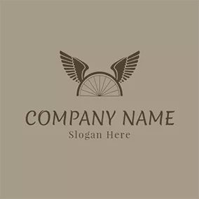 Emblem Logo Brownness Wing and Semicircle Icon logo design