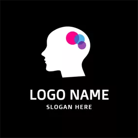 Kreativität Logo Bubble and Black Human Head logo design