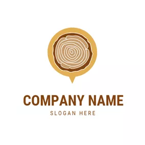 木材 Logo Bubble Shape and Woodworking logo design