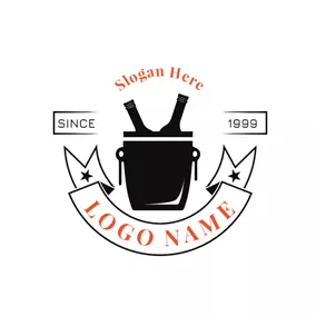 Retro Logo Bucket and Beer Bottle logo design