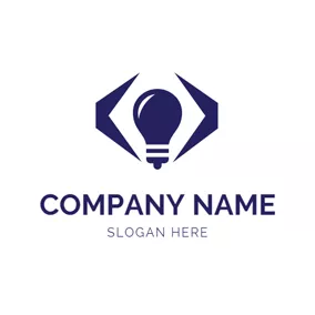 コードロゴ Bulb and Code Symbol logo design