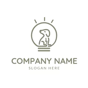 動物のロゴ Bulb Shape and Dog logo design