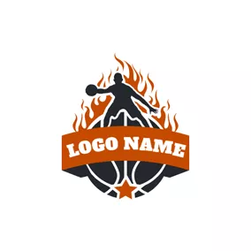 Logótipo De Brincar Burning Fire and Basketball logo design