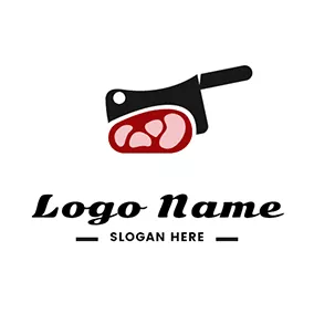 Cutting Logo Butcher Knife Cutting Meat logo design