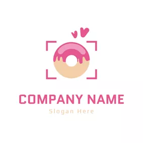 婚礼摄影logo Camera Lens and Doughnut logo design