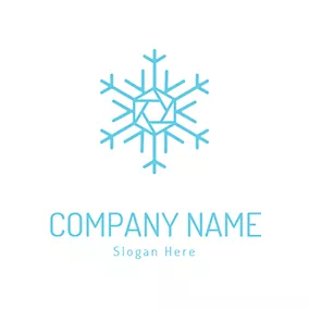 レンズロゴ Camera Lens and Simple Snowflake logo design