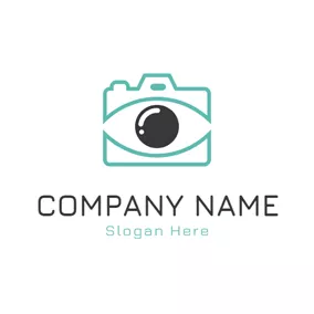 Photography Logo Camera Outline and Black Eye logo design