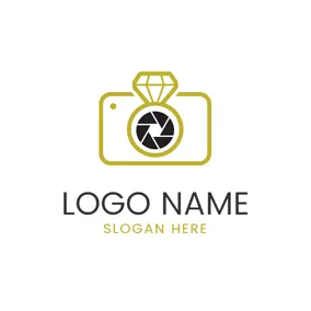 Logotipo De Diamante Camera Outline and Diamond Ring logo design