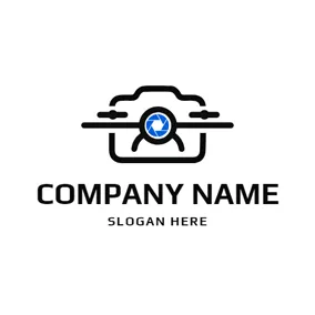 Logotipo De Control Camera Shape and Drone logo design