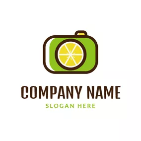 Citrus Logo Camera Shape and Lemon logo design