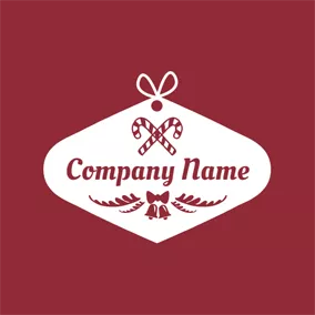 Logotipo De Navidad Candy Cane and Christmas Gift logo design